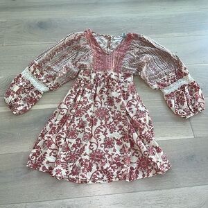 Sincerely Jules pink and Cream Long Sleeve dress 100% rayon Made in India sz m